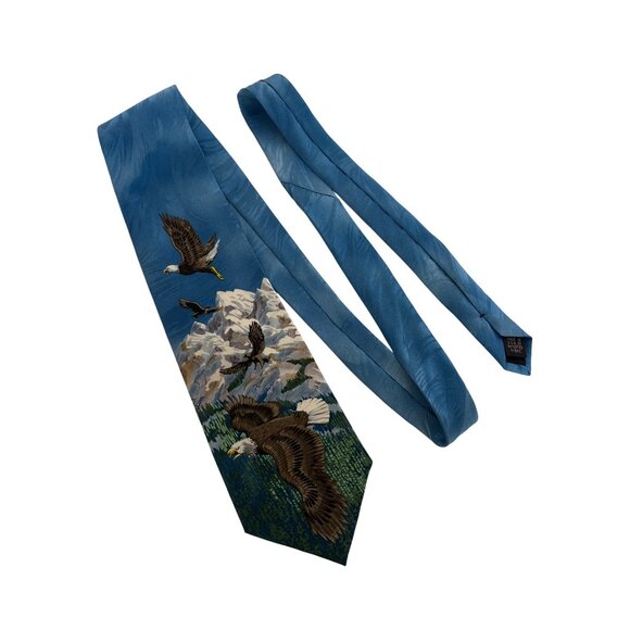 Free Man Apparel Eagle Mountain Scenic Silk Tie Mens Necktie Office Dad Gift - Picture 2 of 9